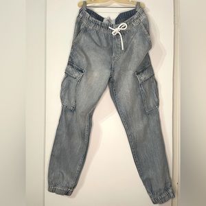 Regular fit denim cargo joggers